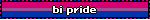 Blinker saying bi pride with bisexual flag colors