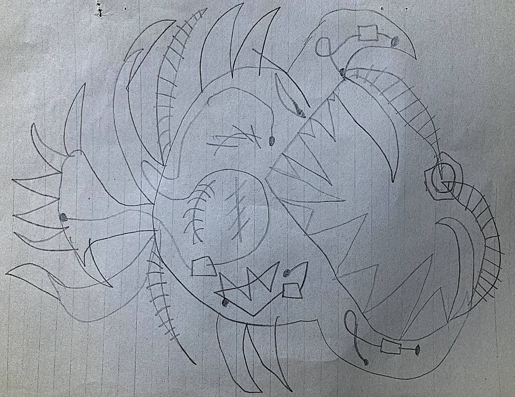 Cartoon pirana with knobs and dials. Circuit board aesthetic.