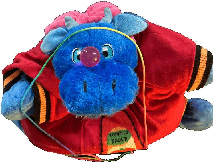 Dragon Plushy cozy jumper with ball and rainbow string 